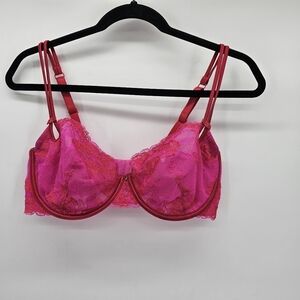 Victoria Secret sexy little things pink and red lace front bra women's size 36DD